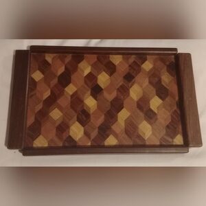 Geometric Marquetry Tray Made of Mixed Exotic Woods by Don S Shoemaker (1960's)